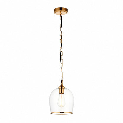 Brazara Glass Dome Pendant Light – Classic Metal Trim Design for Kitchen and Dining