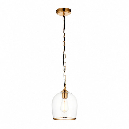 Brazara Glass Dome Pendant Light – Classic Metal Trim Design for Kitchen and Dining