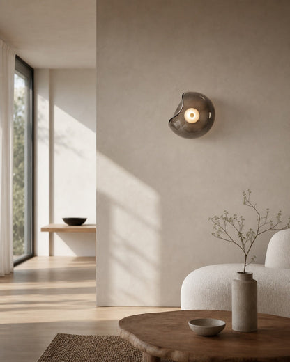 Lunacrest Curved Nebula Inspired Wall Light – Artistic Glass Lighting for Hallway
