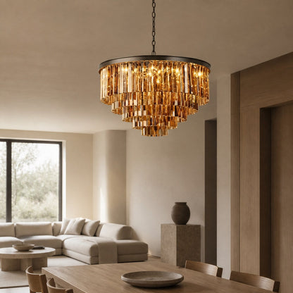 Aurevon Crystal Prism Metal Frame Modern Ceiling Chandelier for Home and Hotel