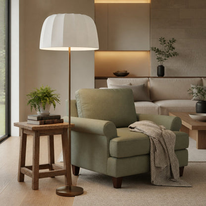 Vellaro Stehleuchte aus Messing mit Stoffschirm – Moderne Stehleuchte für Wohnzimmer oder Schlafzimmer