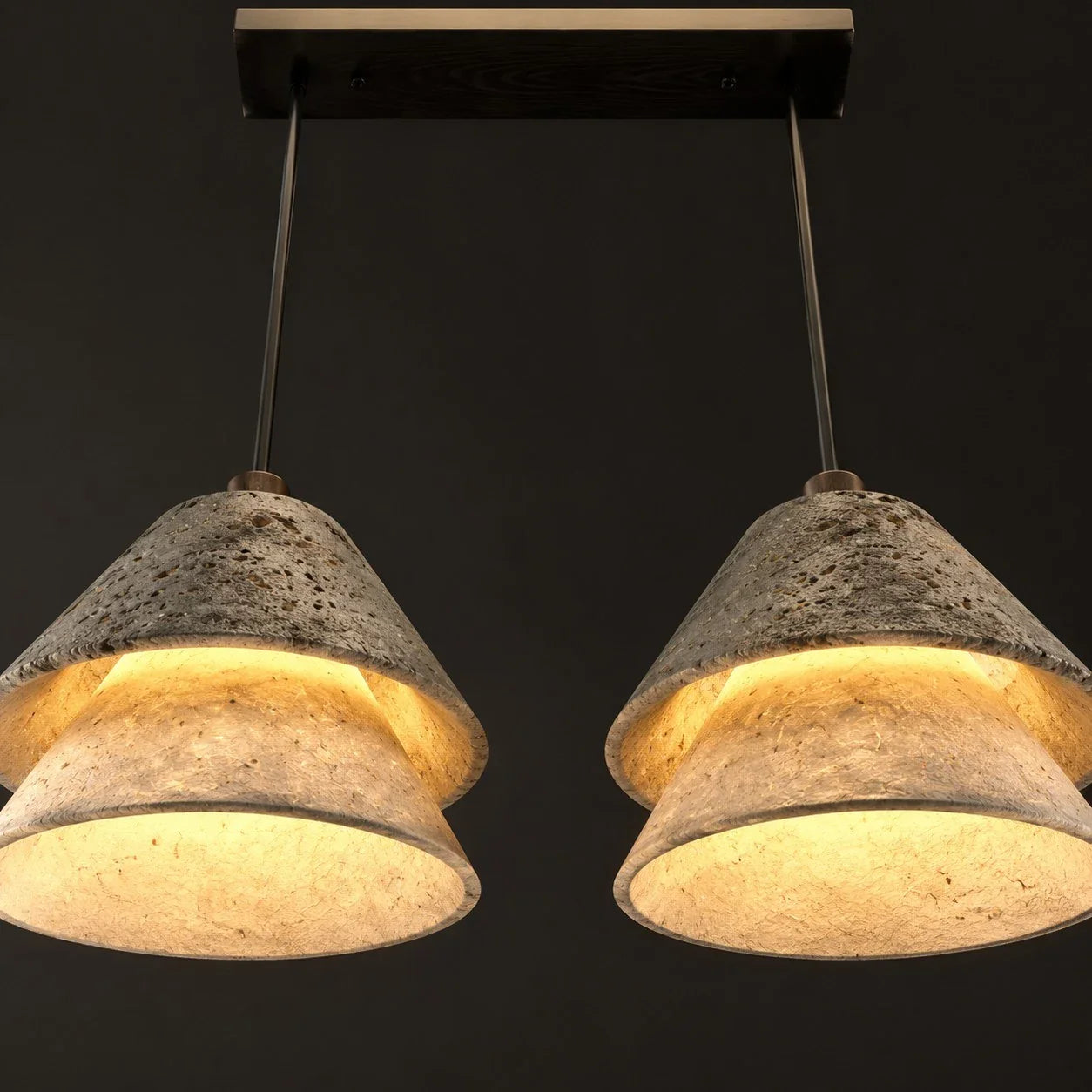 Grey Stone Pendant Light with Paper Diffuser