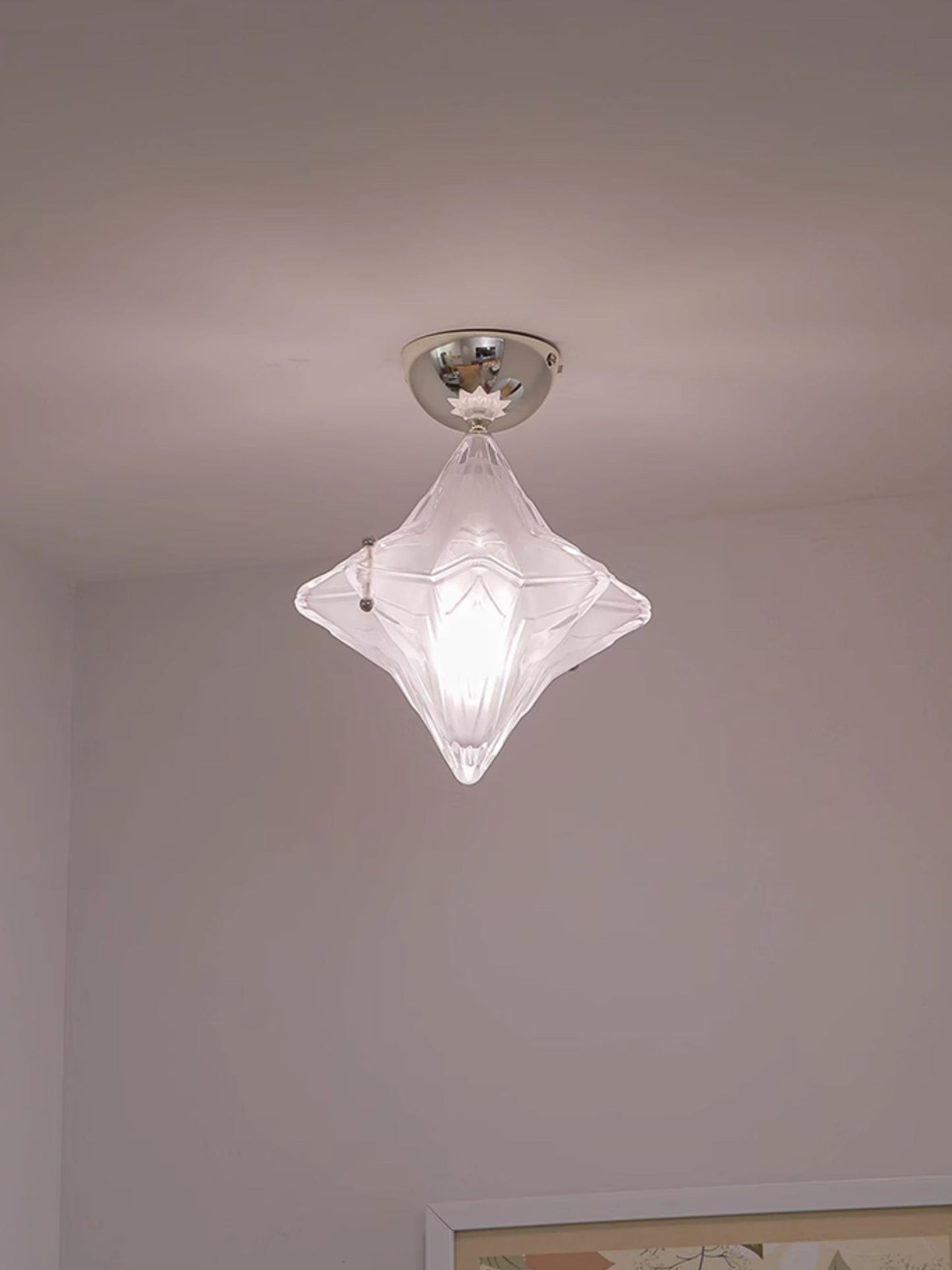 Art Deco Star Ceiling Lamp – Frosted Glass Fixture for Hallway & Entryway – Astris Ceres