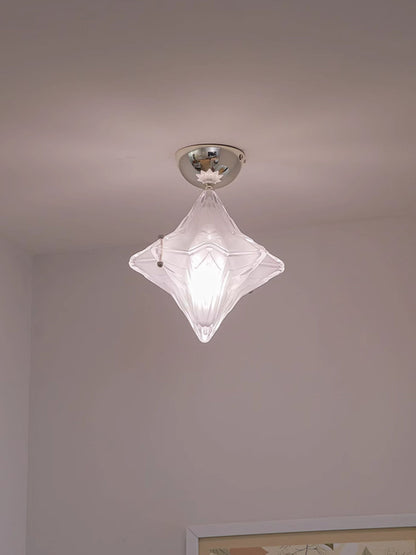 Art Deco Star Ceiling Lamp – Frosted Glass Fixture for Hallway & Entryway – Astris Ceres
