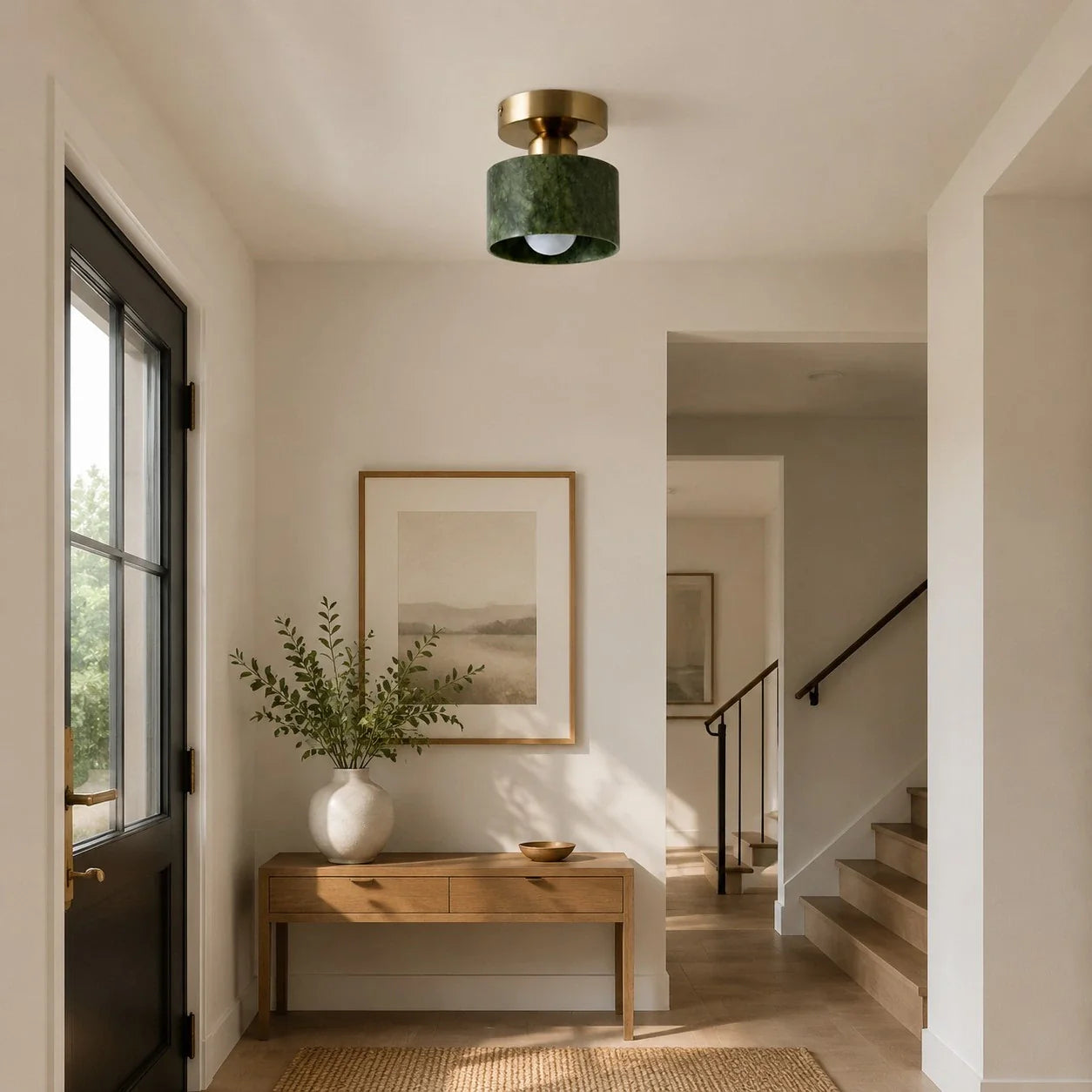 Green jade brass ceiling light detail 04