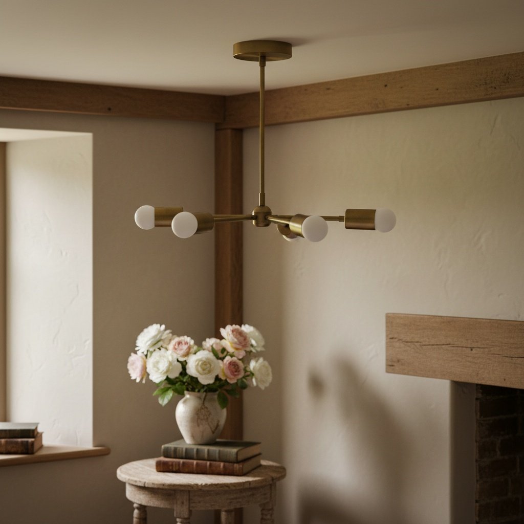 Mobilux Line Mid Century Gold Sputnik Chandelier - Geometric Brass Fixture