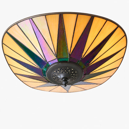 TiffStar Elegant Art Glass Flush Ceiling Light - Vintage-Inspired Ceiling Fixture for Home Interiors
