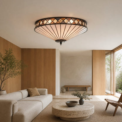 TF Fargo Geometrische Deckenleuchte – Handgefertigte Art-Deco-Lampe aus Buntglas für den Eingangsbereich