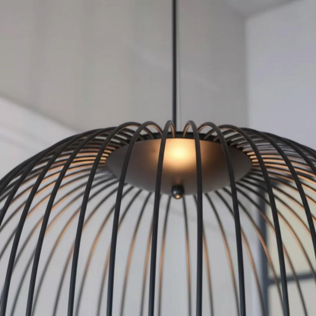 Radiloop Minimalist Suspension Lamp - Metal Lantern-Inspired Design for Dining Room N48