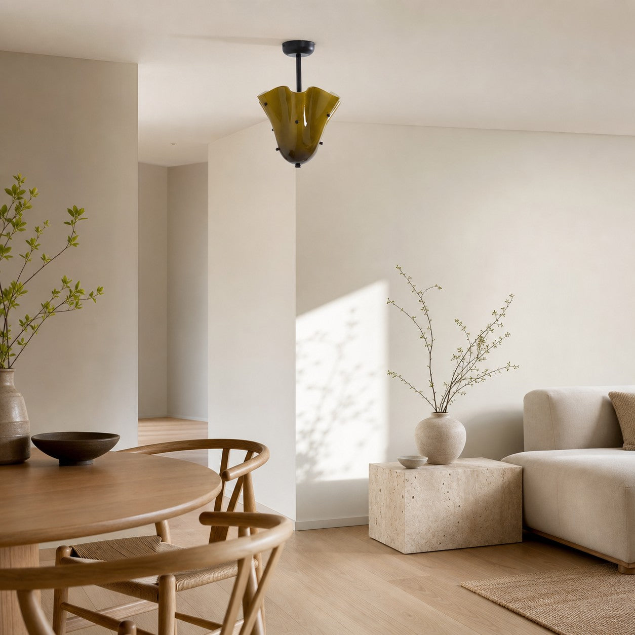 Bellina Decorative Glass Ceiling Light - Modern Sculptural Flush Mount