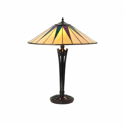 TF Dark Star Tiffany Style Geometric Shade Table Lamp for Bedroom and Accent Lighting