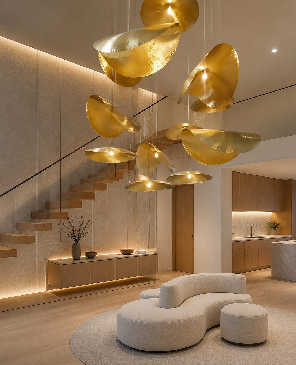Hammered Brass Suspension Light