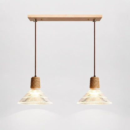 Rustic Woven Rope Glass Pendant Light Collection