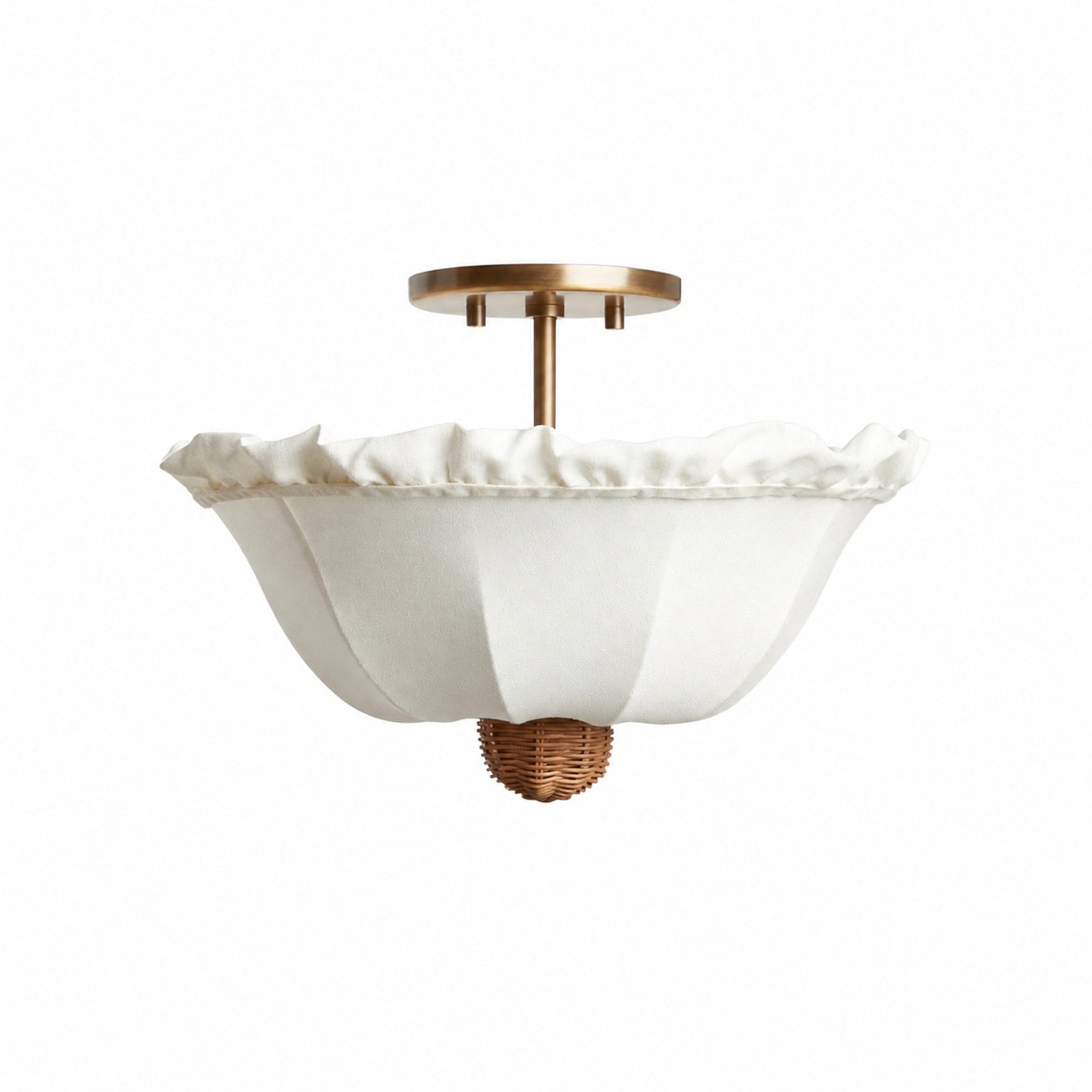 Wickara Ceiling Light Wicker Parasol Shade – Mixed-Material Ceiling Fixture for Living Room or Hallway