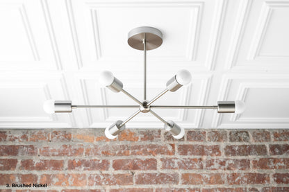 Mobilux Line Mid Century Modern Chandelier - 6 Heads Hanging Ceiling Light