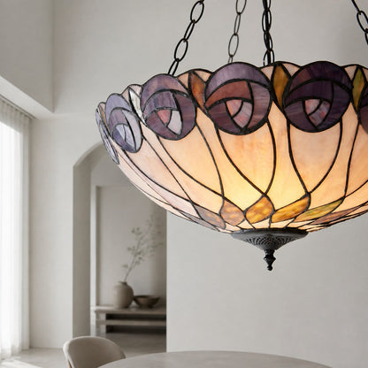 TF Hutchinson Tiffany Pendelleuchte – Verstellbare Deckenleuchte aus umgekehrtem Kunstglas für Zuhause
