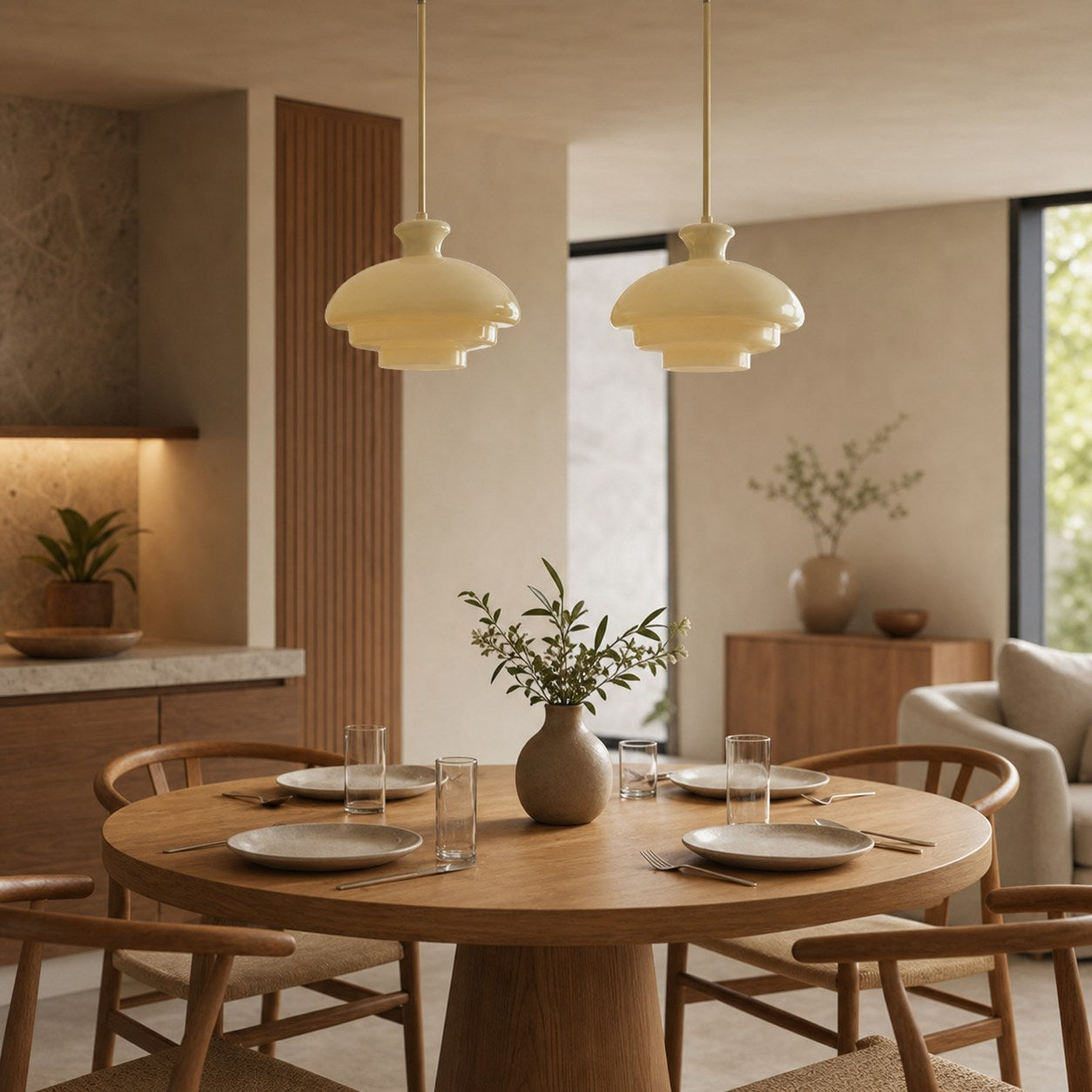 HaloVita Decorative Pendant Lamp – Minimalist Metal and Glass Pendant for Living Areas