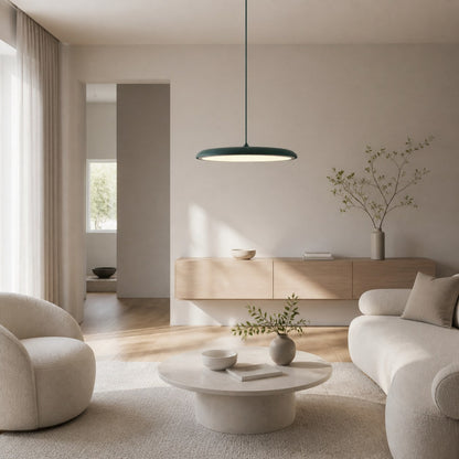 Astris Modern Disc Pendant Lighting – Soft Glow LED Hanging Light for Dining Room and Living Space
