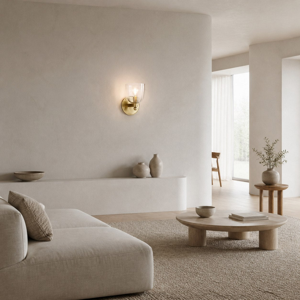 Vega Glas-Wandleuchte im minimalistischen Stil mit Kugelform, sanftes, diffuses Licht, erhältlich als Ein- oder Zweiflammenleuchte