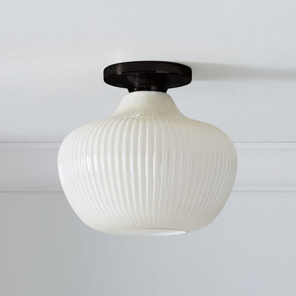 Rivrona Glass Flush Mount Ceiling Light - Modern Champagne Globe Design