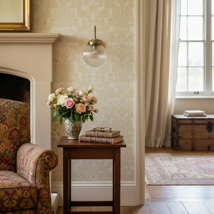 Glorica Glass Aged Brass Wall Sconce - Ribbed Glass Shade Industrial Style Lighting