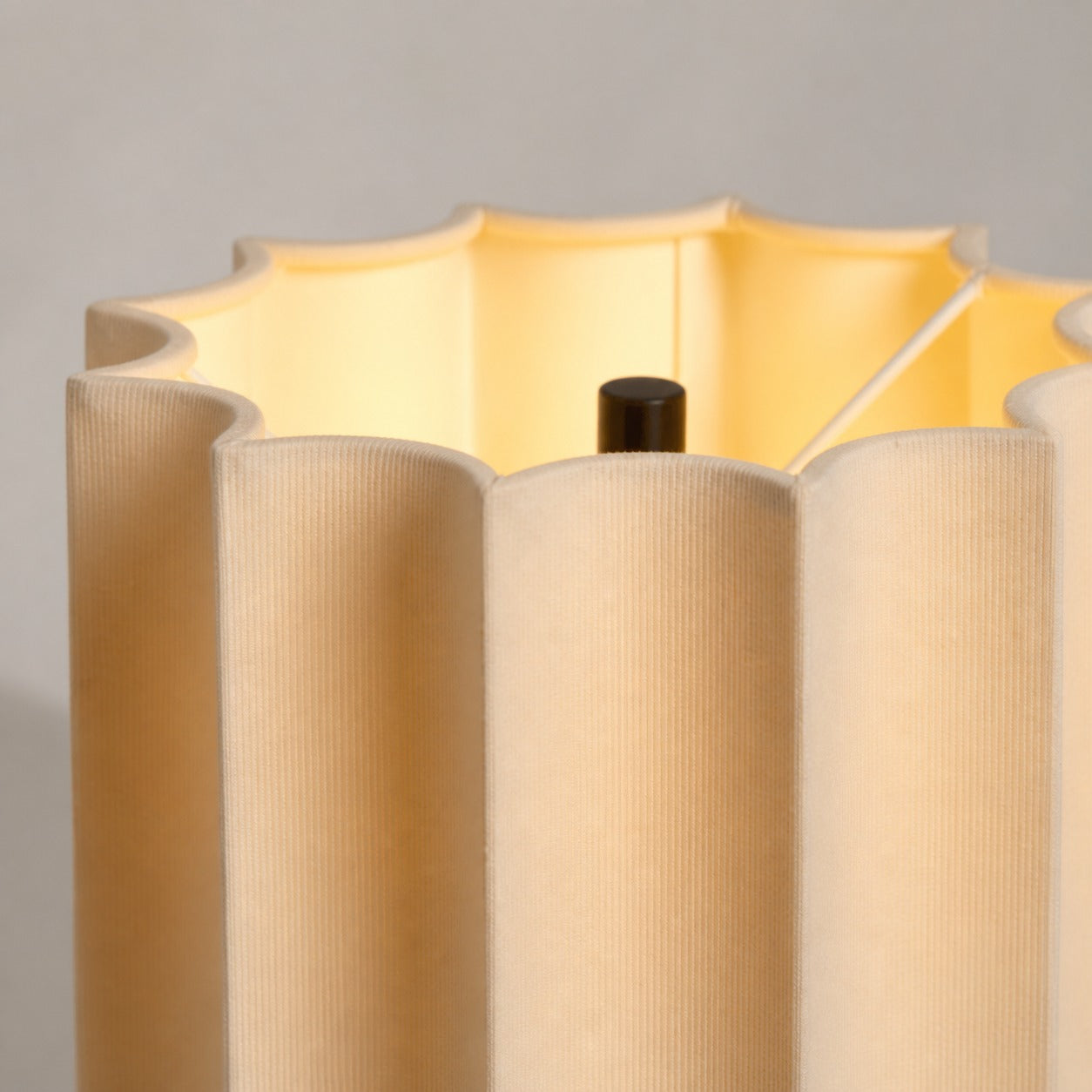 Cavilon Table Lamp with Fan-Shaped Linen Shade - Stone Finishes Suitable for Living Rooms