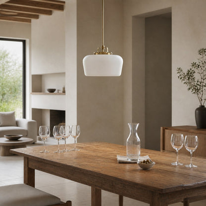 Lirra Opal Glass Pendant Light - Modern Adjustable Metal Drop for Kitchen and Dining
