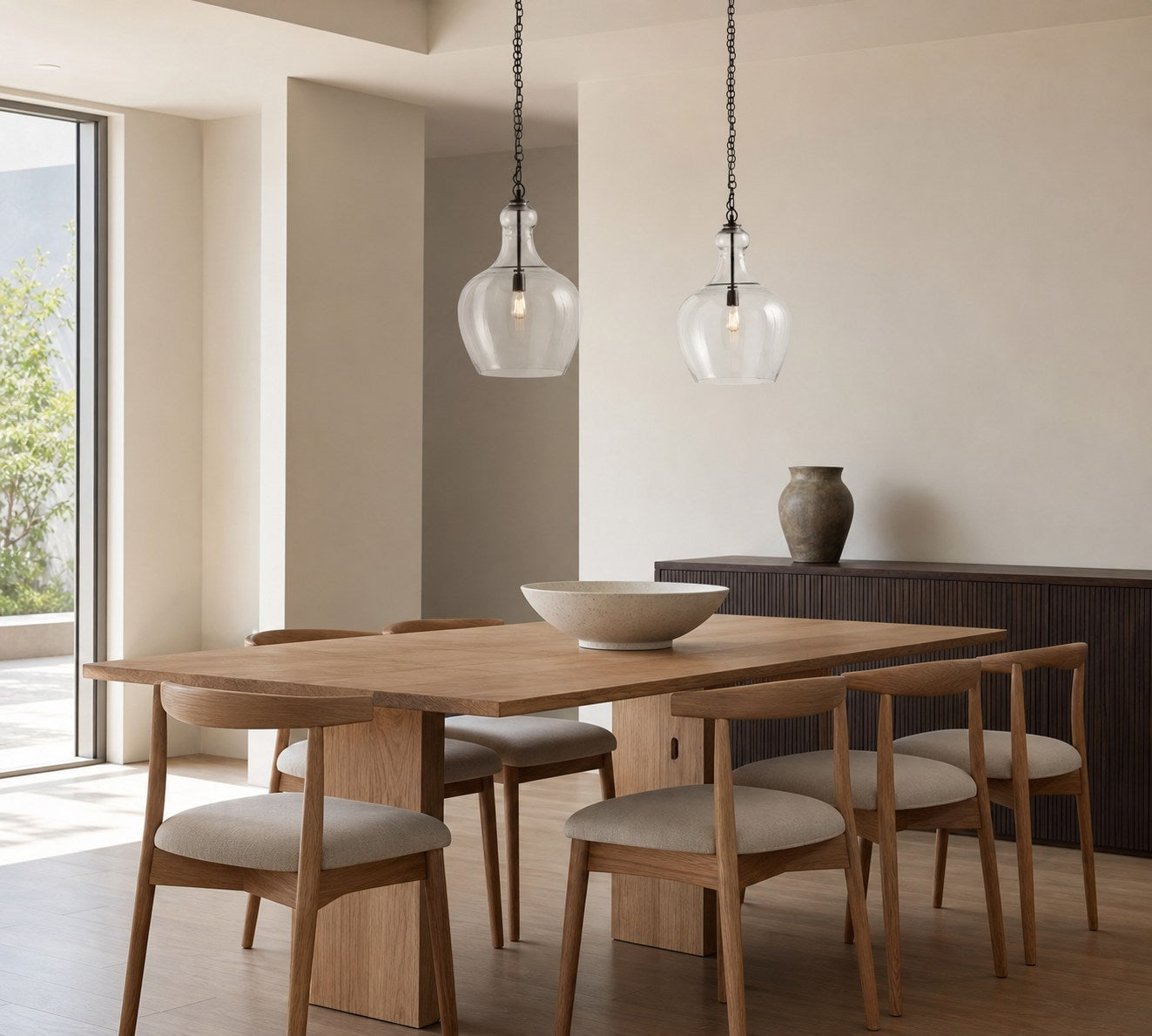 Lawson Glas-Pendelleuchte – Recyceltes und Milchglas mit Bronze-Akzent