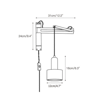 Tia Travertine Swing Arm Plug-in Sconce