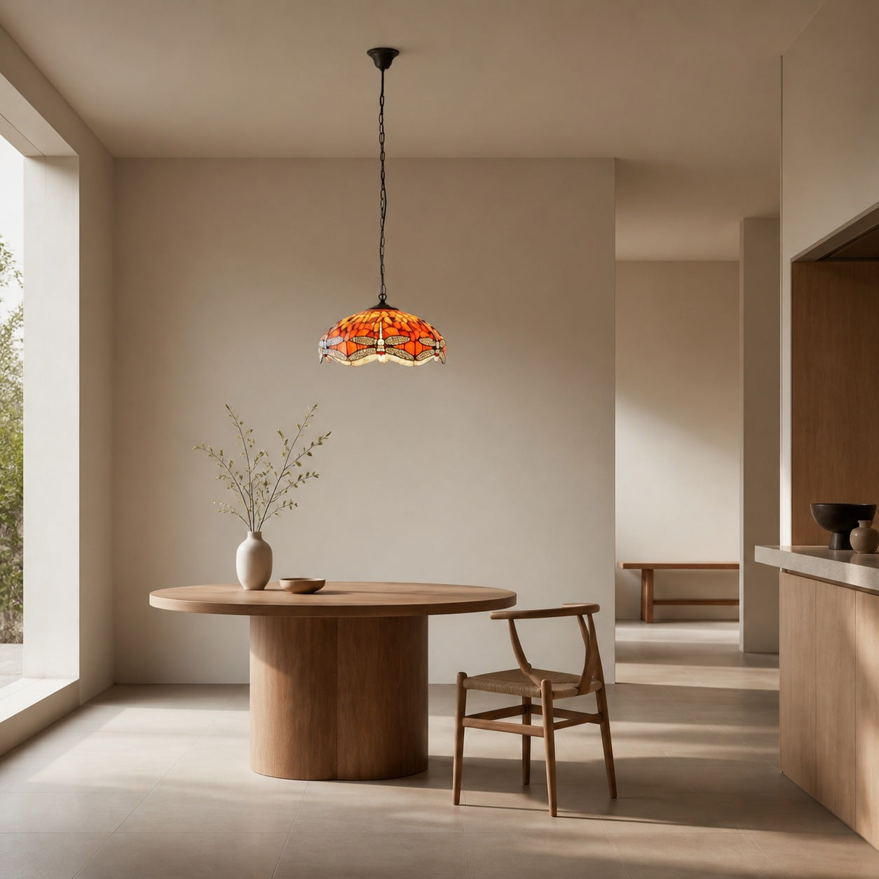 TF Dragonfly Blue Tiffany-Deckenleuchte – Jugendstil-Pendelleuchte aus Buntglas für Wohnzimmer