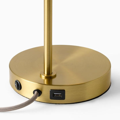 Brina Glass USB Table Lamp - Modern Bedside Desk Light with Style