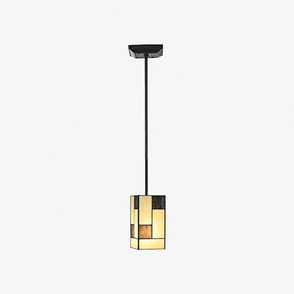 TF Manchester Art-Deco-Pendelleuchte – Geometrische Hängelampe aus Buntglas für Wohn- oder Esszimmer