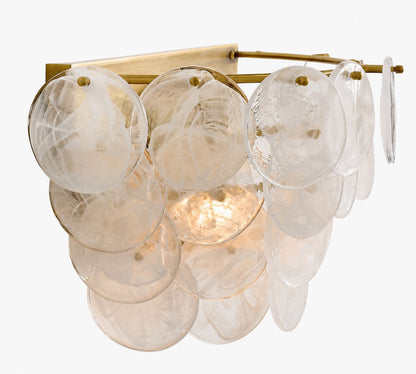 Sevra Kaskaden-Glasscheiben-Wandleuchte – Metall-Vintage-Messing-Finish-Beleuchtung