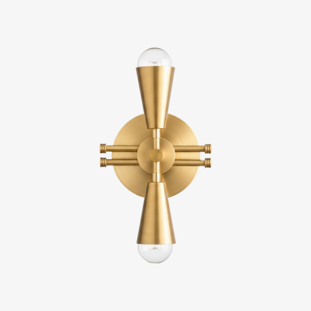 Pyralis Cone Art Deco Brass Sconce - Industrial Vanity Light