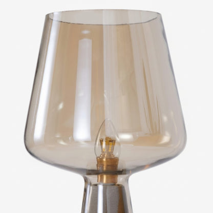 Concretea Industrial Table Lamp - Hand Blown Glass Globe with Concrete Base for Living Room