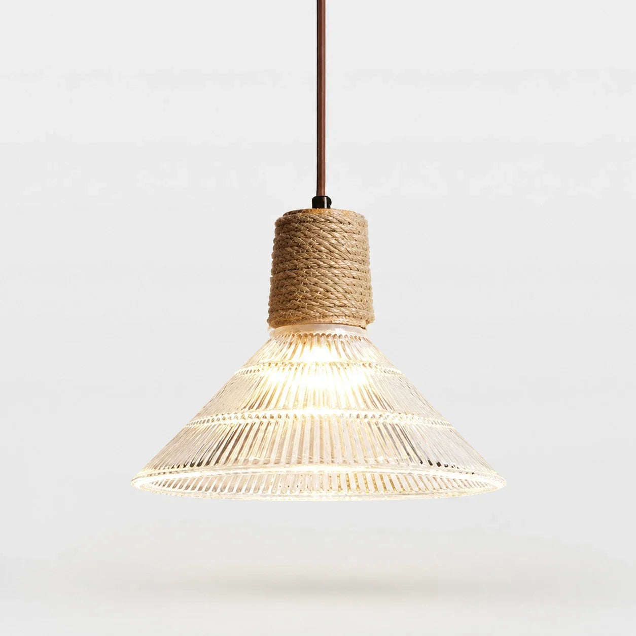 Rustic Woven Rope Glass Pendant Light Collection