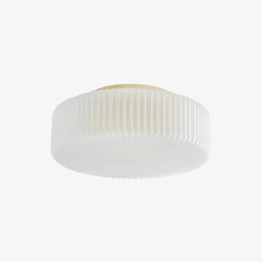 Lunorib Contemporary Opaline Glass Ceiling Fixture - Textured Ribbed Metal Lighting for Living Areas