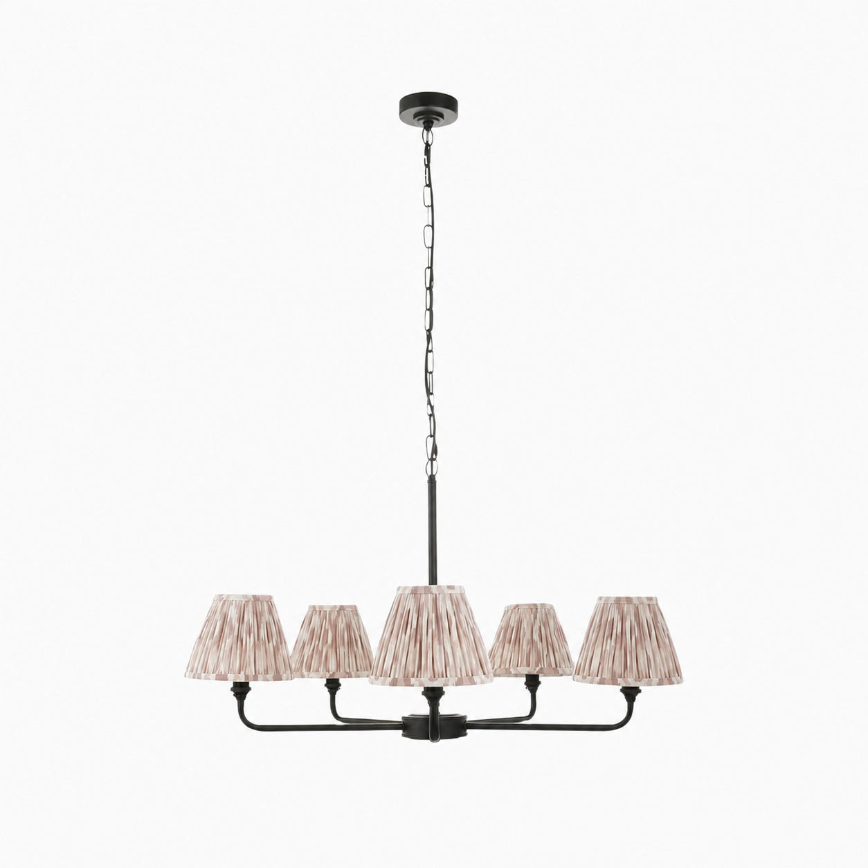 Zevatik Classic Ikat Patterned Fabric Chandelier - Metal Bracket Chandelier