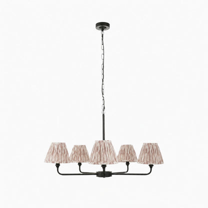 Zevatik Classic Ikat Patterned Fabric Chandelier - Metal Bracket Chandelier