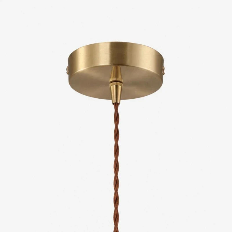 Amber brown glass pendant lamp detail