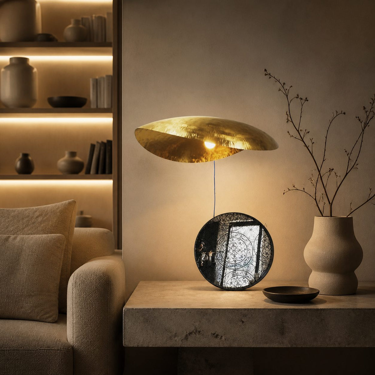 Hammered Brass Suspension Light