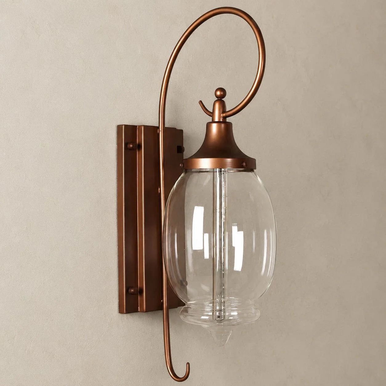 Wall lamp installed on a neutral wall, showing fixture profile