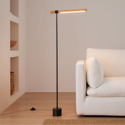 Moss Energy-Efficient Linear Wood LED Floor Lamp – Adjustable Swivel Design