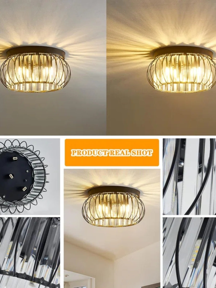 Modern Semi Recessed Crystal Ceiling Lamp
