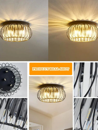 Modern Semi Recessed Crystal Ceiling Lamp