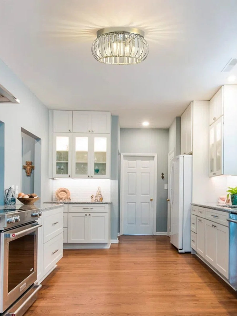 Modern Semi Recessed Crystal Ceiling Lamp