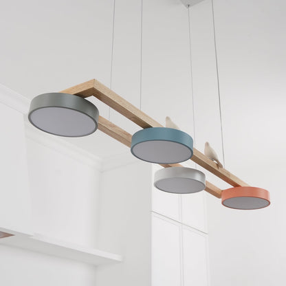 Vogel-Kronleuchter, Holzbalken, Metall, Acrylharz, integrierte LED, helles weißes Licht