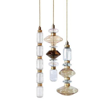 Minimalistische Ballett-Pendelleuchte - Eisen-Metall-Glas-Gold-Bernstein-Innenbeleuchtung