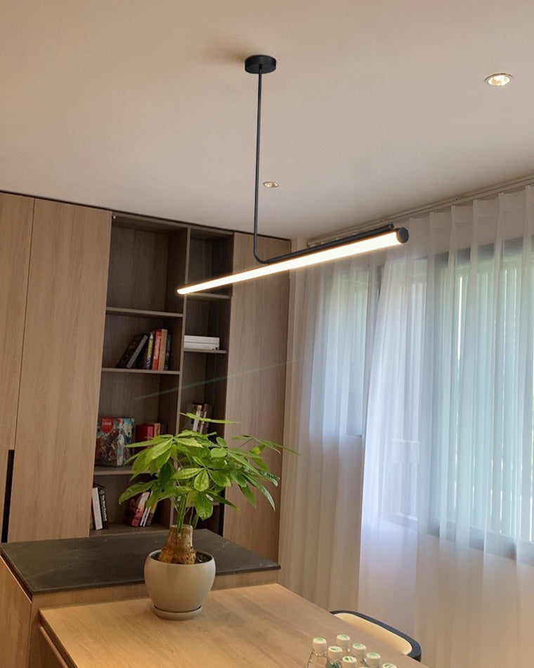 Schlanke asymmetrische lineare Pendelleuchte Schwarz-Weiß-Finish Deckenleuchte