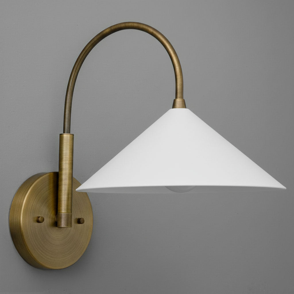Curva Metal Vintage Wall Sconce  - Elegant Cone Shade for Bedrooms